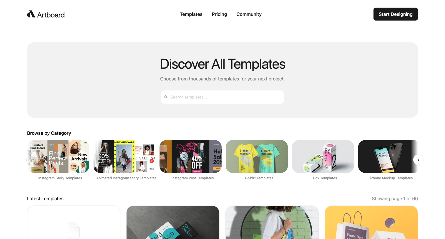 Artboard Studio - Templates Gallery - Artboard Studio screen