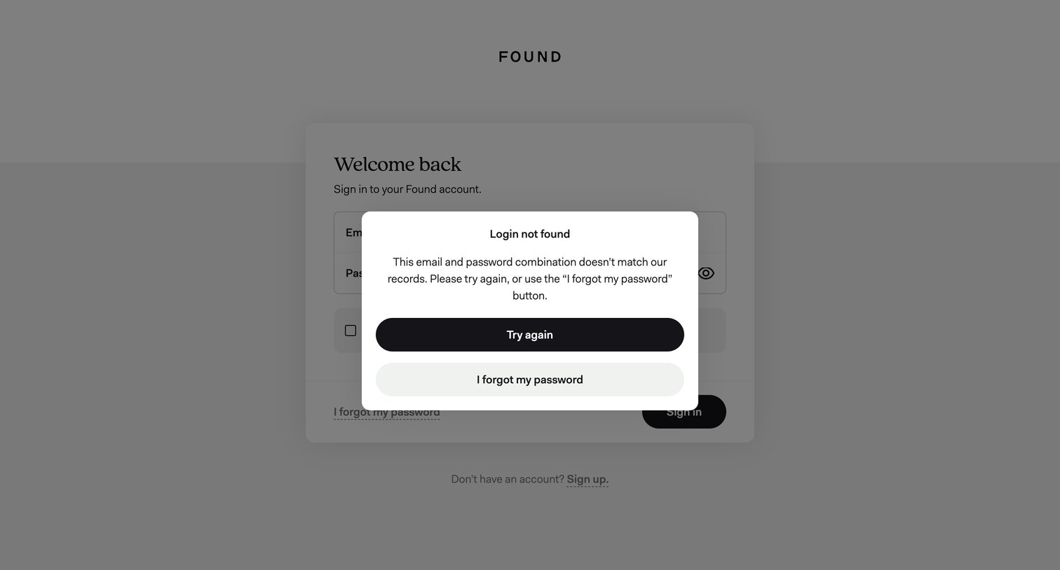 Found screen