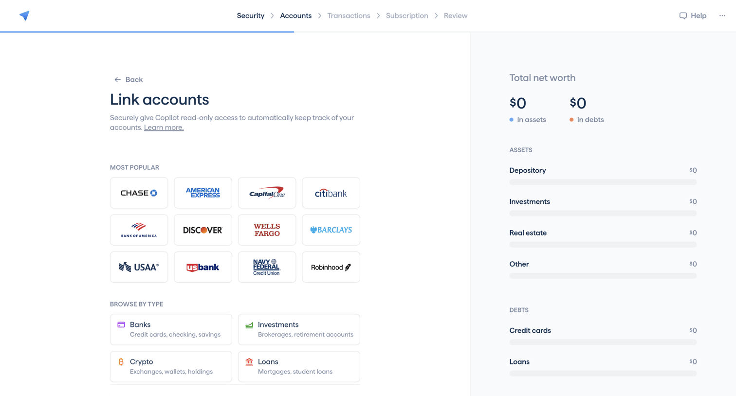 Copilot - Copilot Money | Onboarding screen