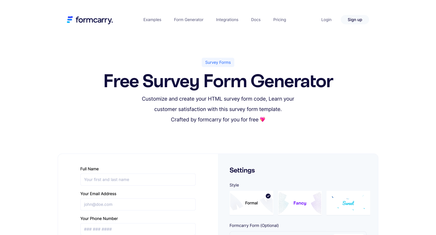 Formcarry - Survey Form Generator | Free  Responsive  Formcarry. screen