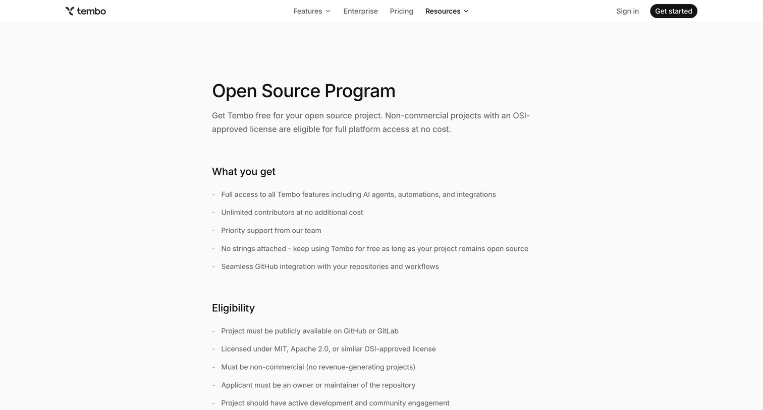 Open Source Program – Tembo from Tembo