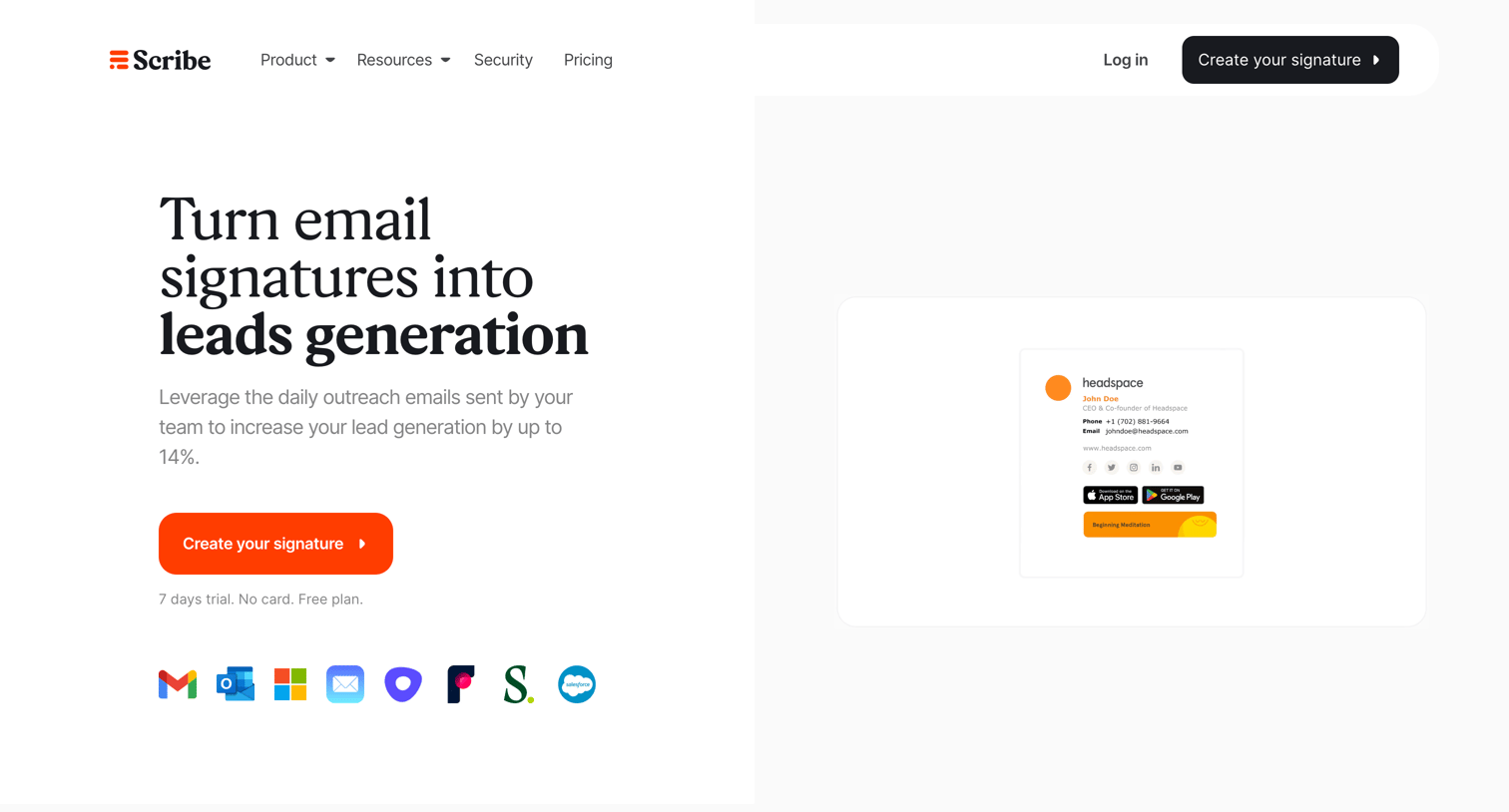 Scribe - Scribe - Turn email signatures into a leads generation pipeline screen