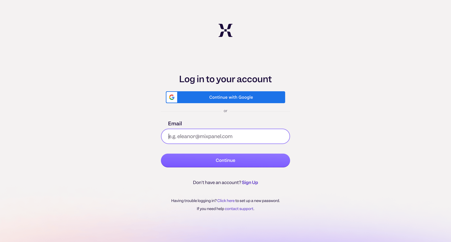 Mixpanel - Login - Mixpanel screen