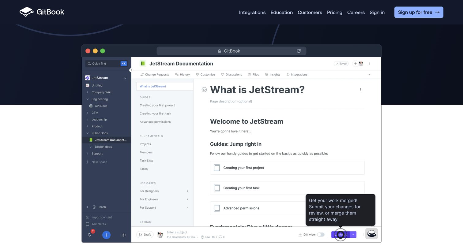 Gitbook - GitBook - Where technical teams document. screen