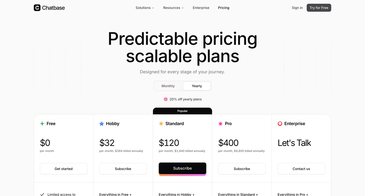 Chatbase - Pricing - Chatbase screen