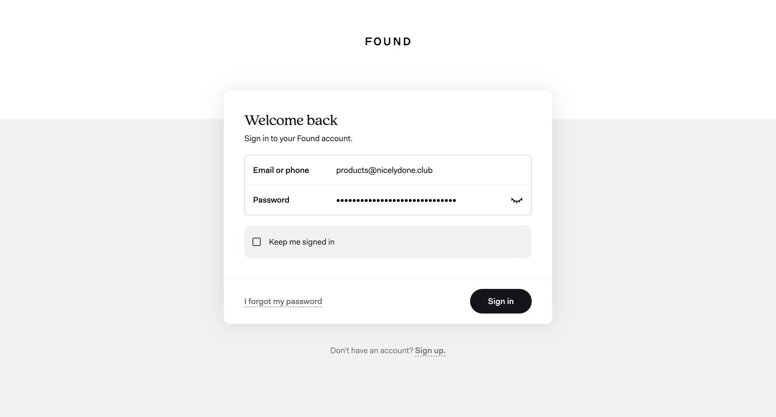 Found screen