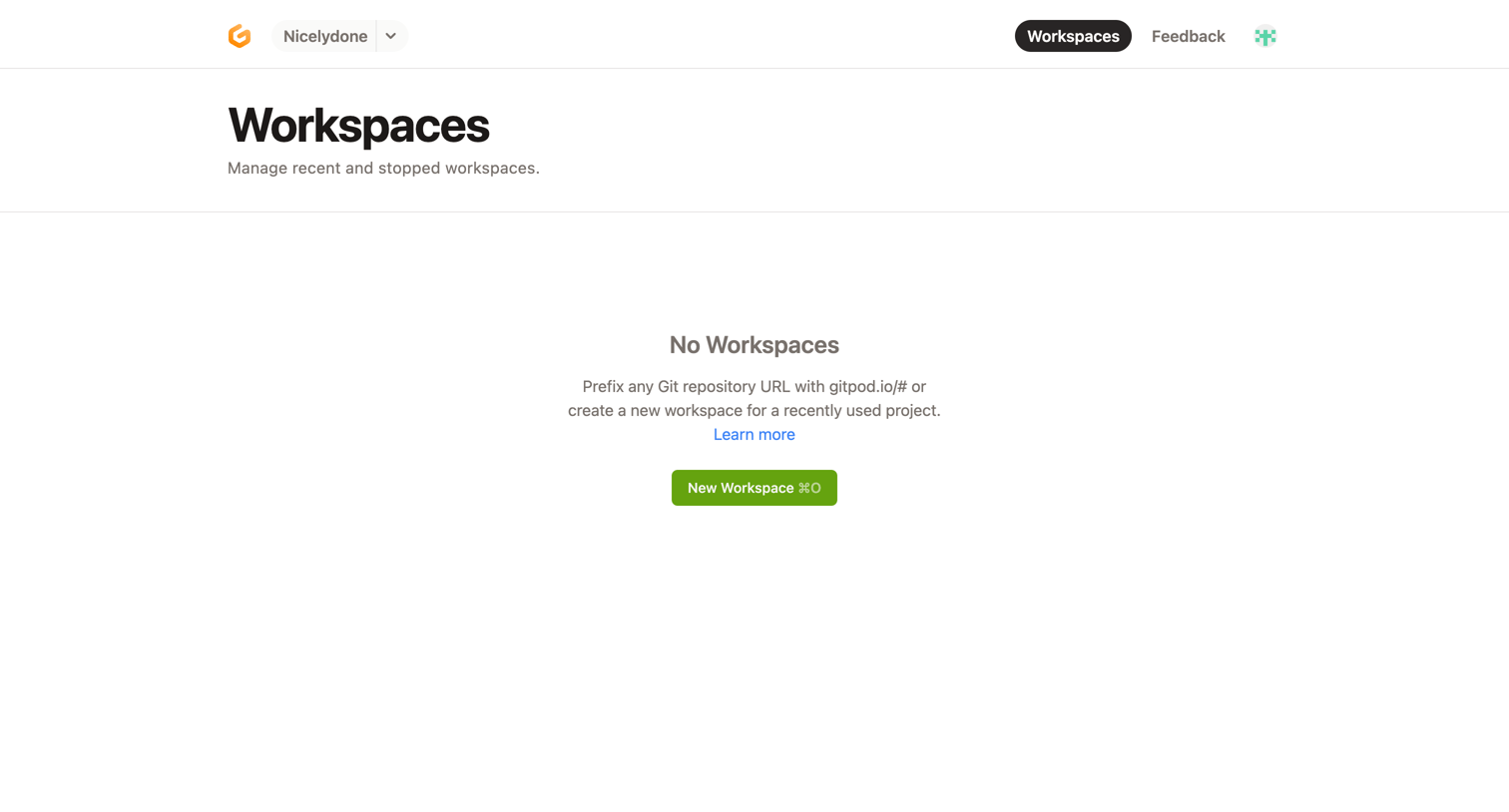 Workspaces — Gitpod from Gitpod
