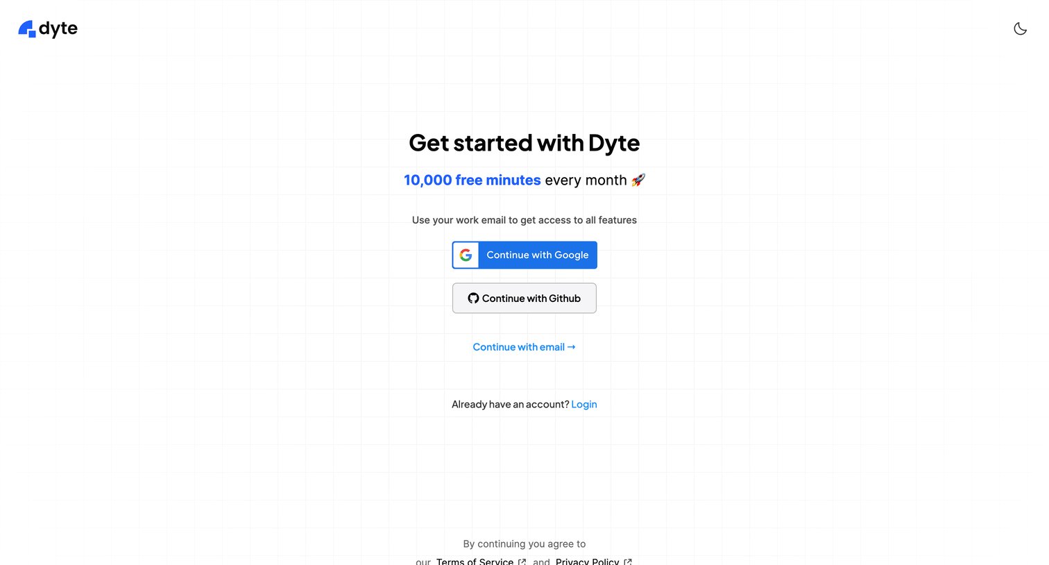 Dyte - Register Your Dyte Account screen