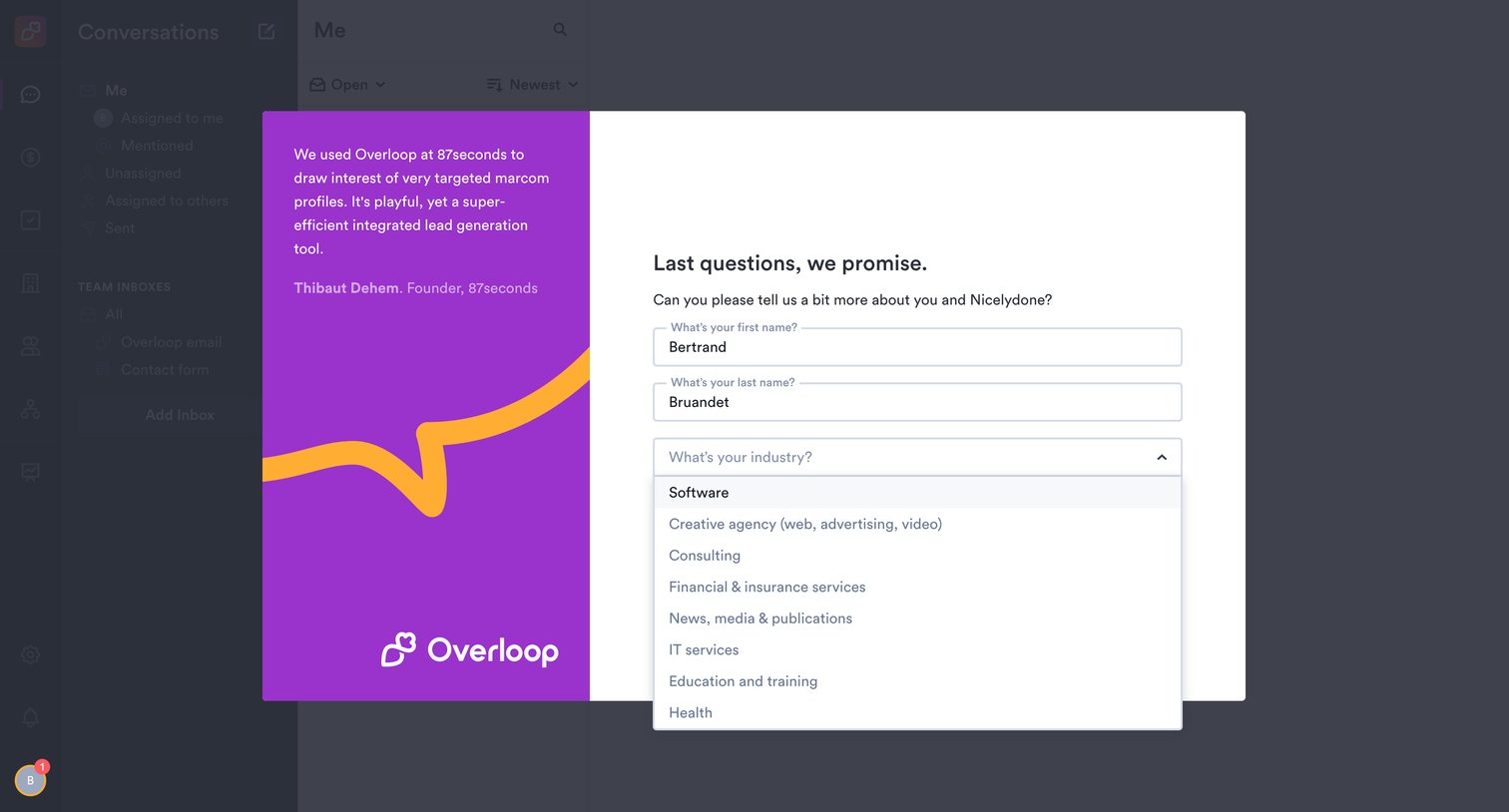 Overloop - Conversations • Overloop screen