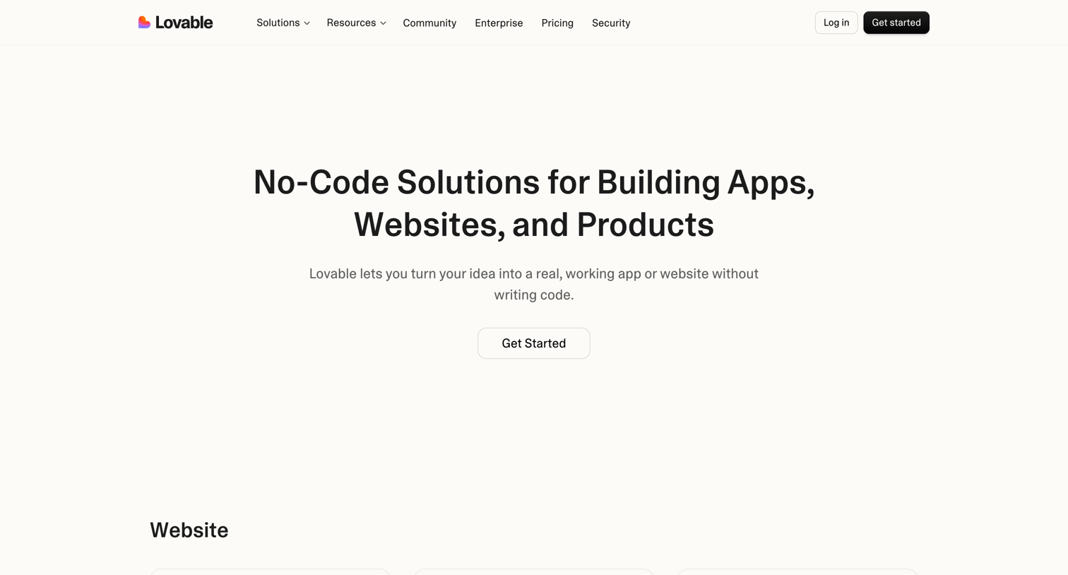 Lovable - AI Solutions for Websites, Apps, and Businesses  Lovable screen