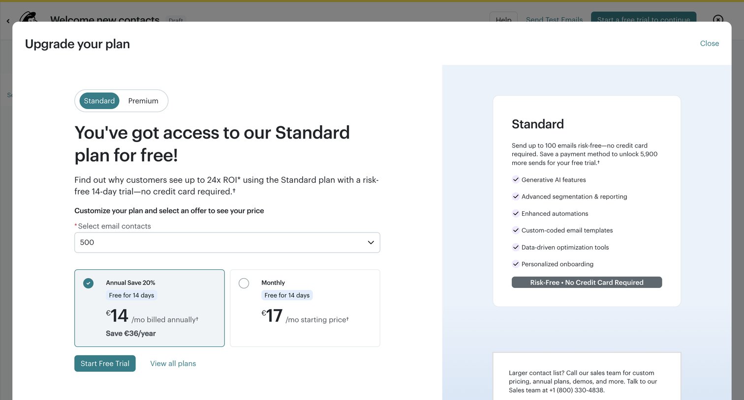 Mailchimp - Plans | Mailchimp screen