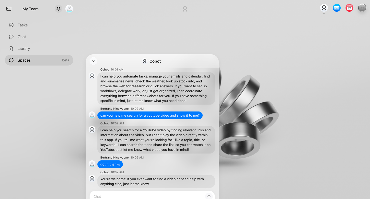 Cobot screen
