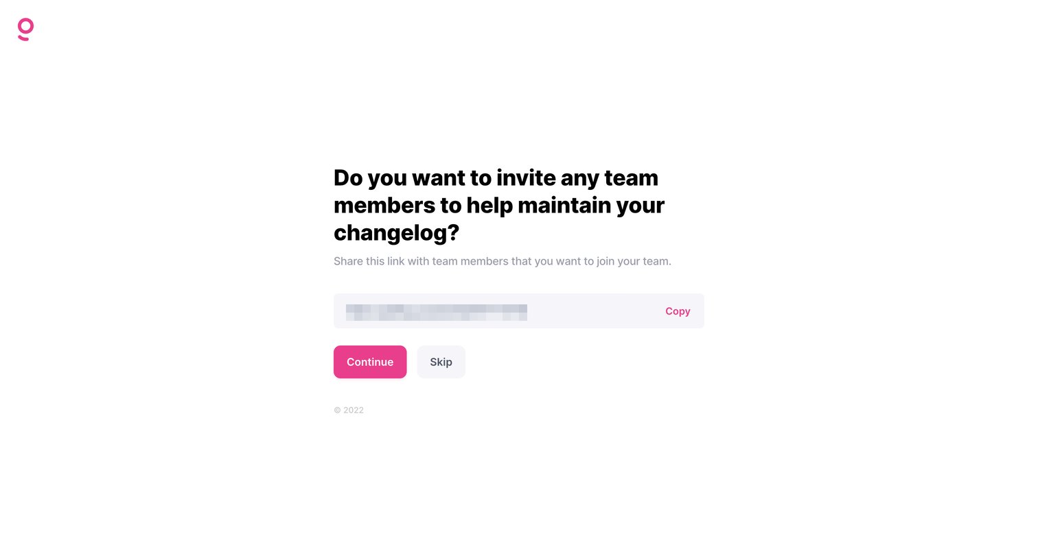 Getlog - Getlog - Invite your team screen