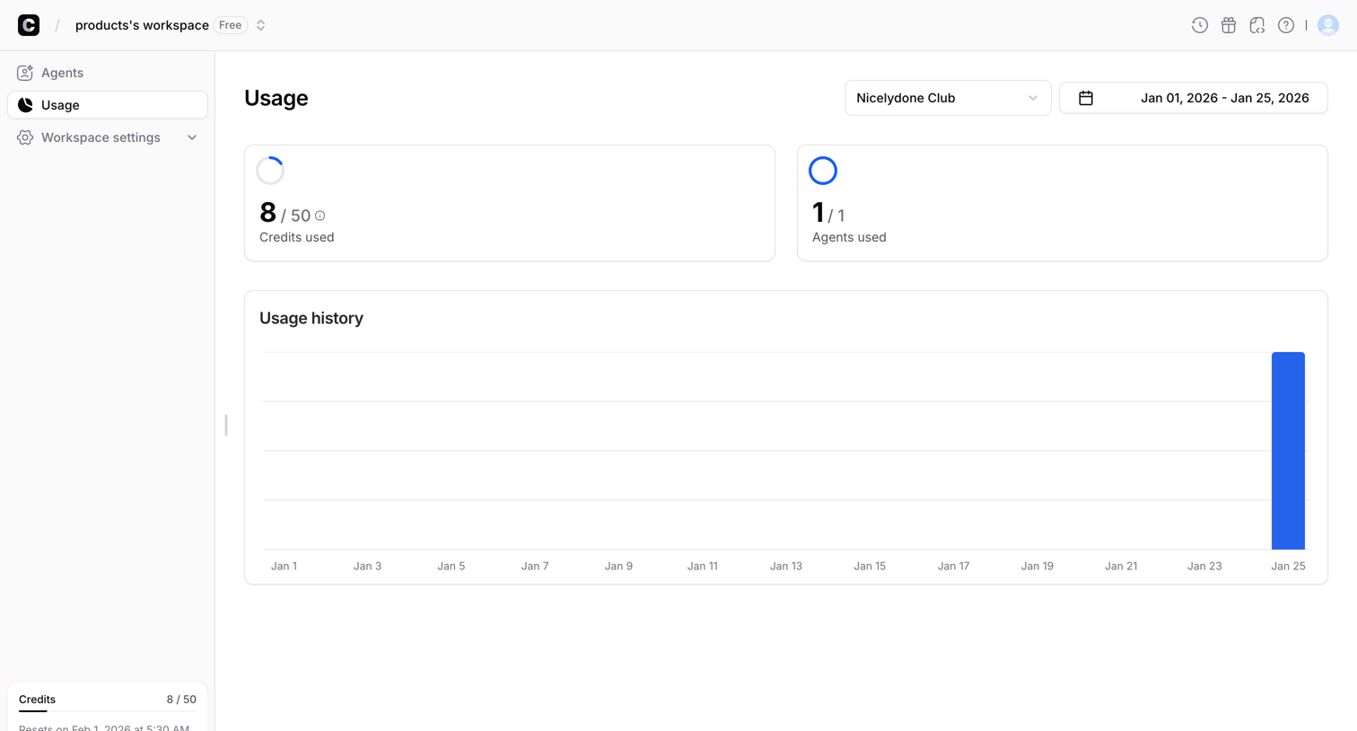 Chatbase - Usage - Chatbase screen