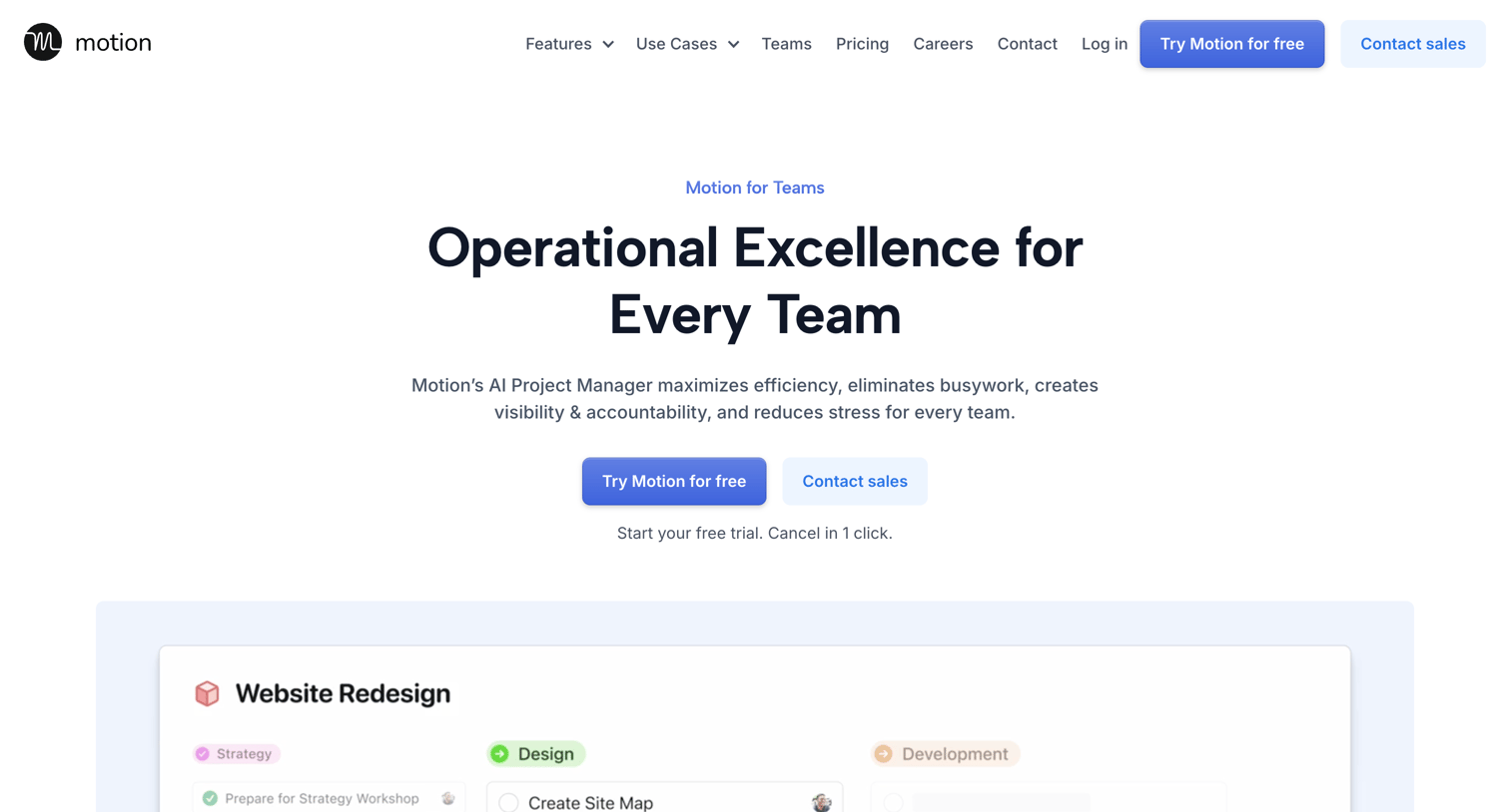 Motion - Motion for Teams screen
