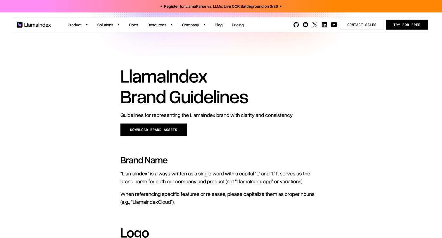 Llamaindex - LlamaIndex Brand Guidelines screen