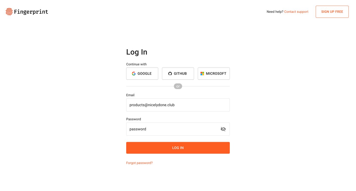 Fingerprint - Log In | Fingerprint screen