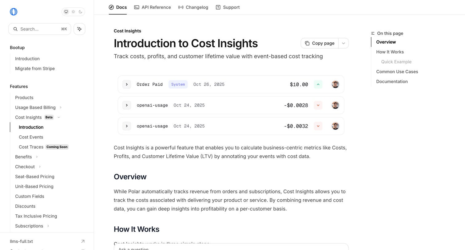 Polar - Introduction to Cost Insights - Polar screen