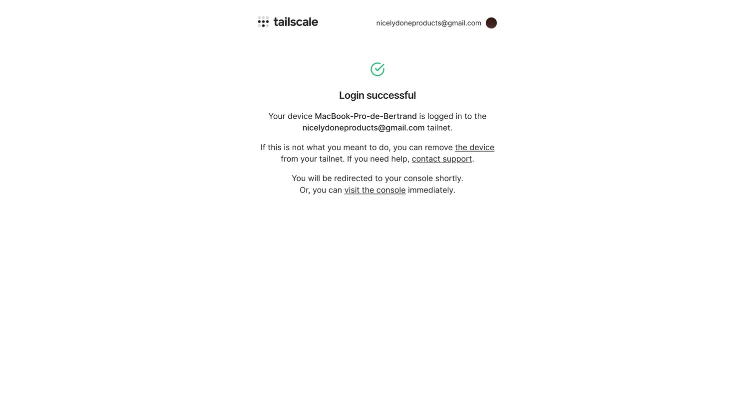 Tailscale screen