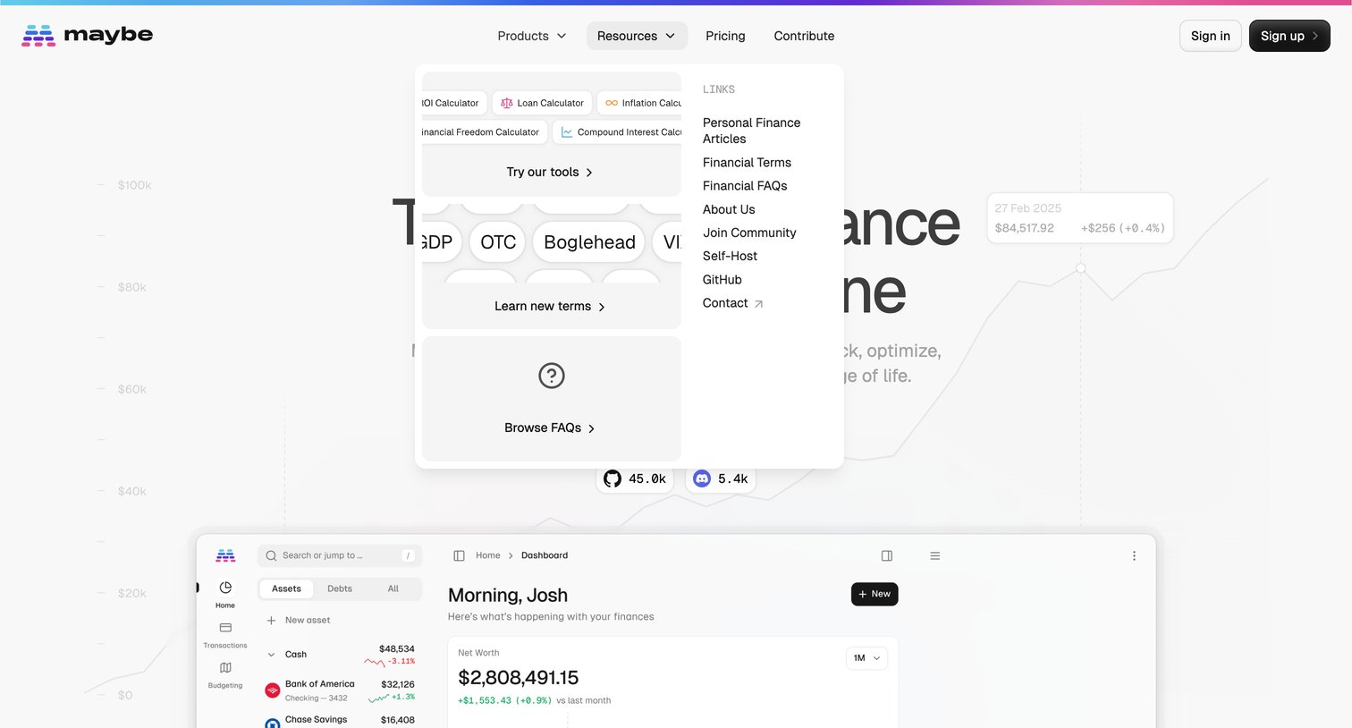 Maybe Finance - Maybe Finance The personal finance app for everyone screen