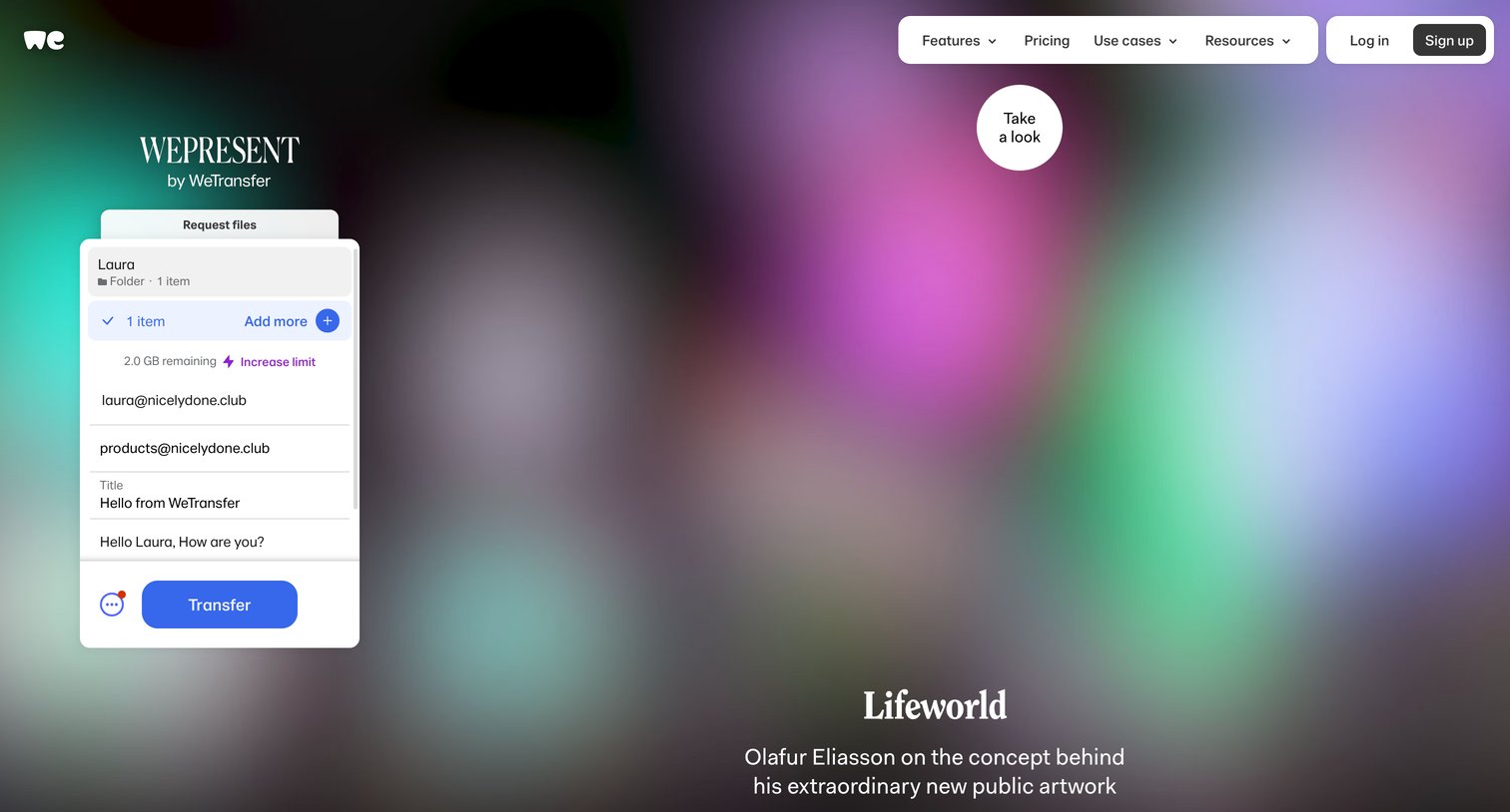 WeTransfer - WeTransfer | Send Large Files Fast screen