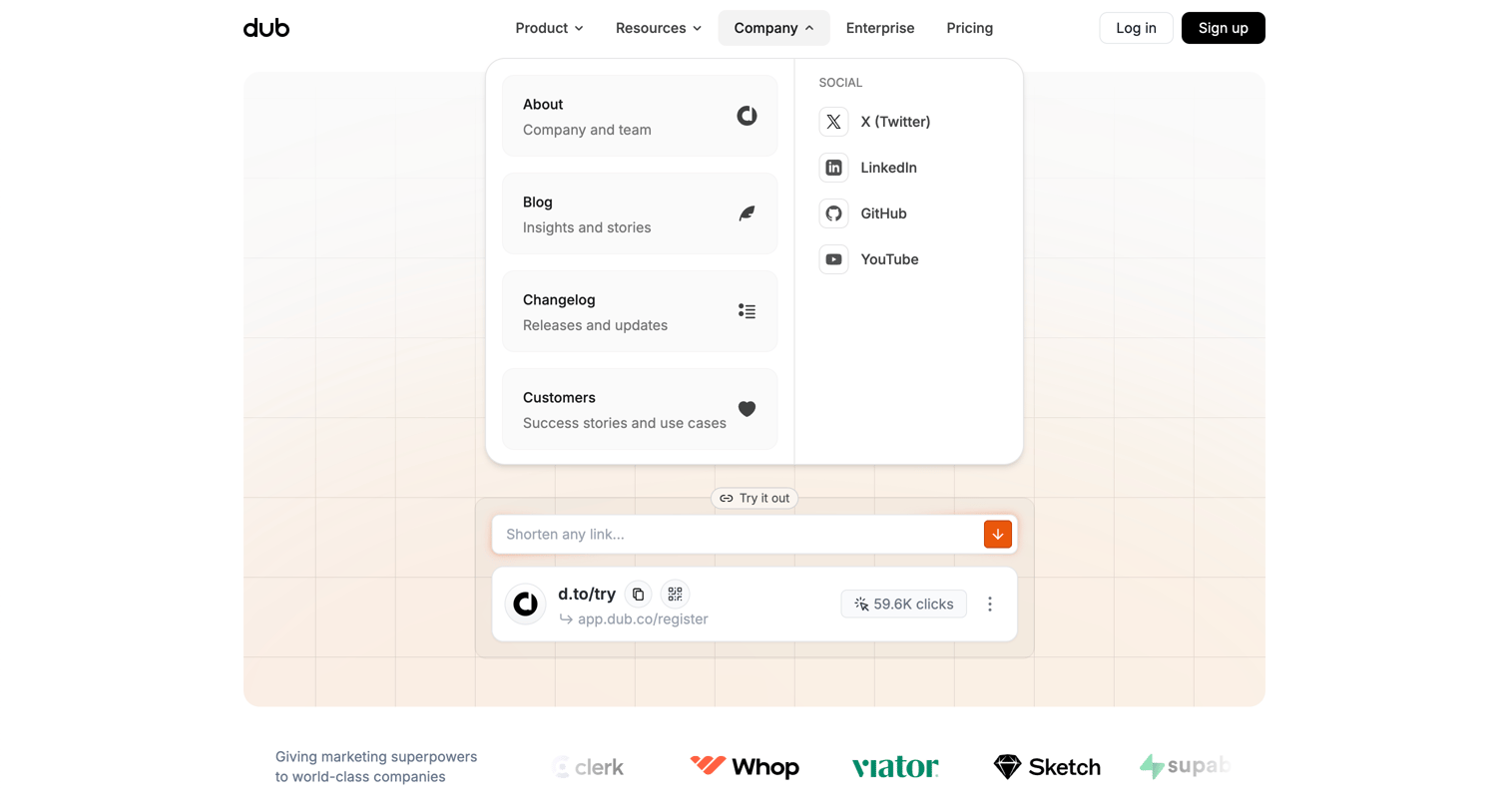 Dub - Dub.co - Link Management for Modern Marketing Teams screen