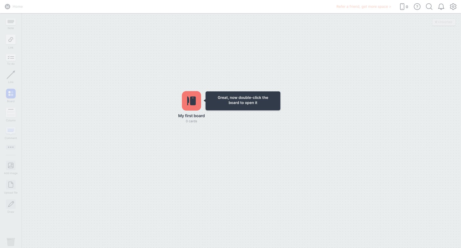 Milanote screen