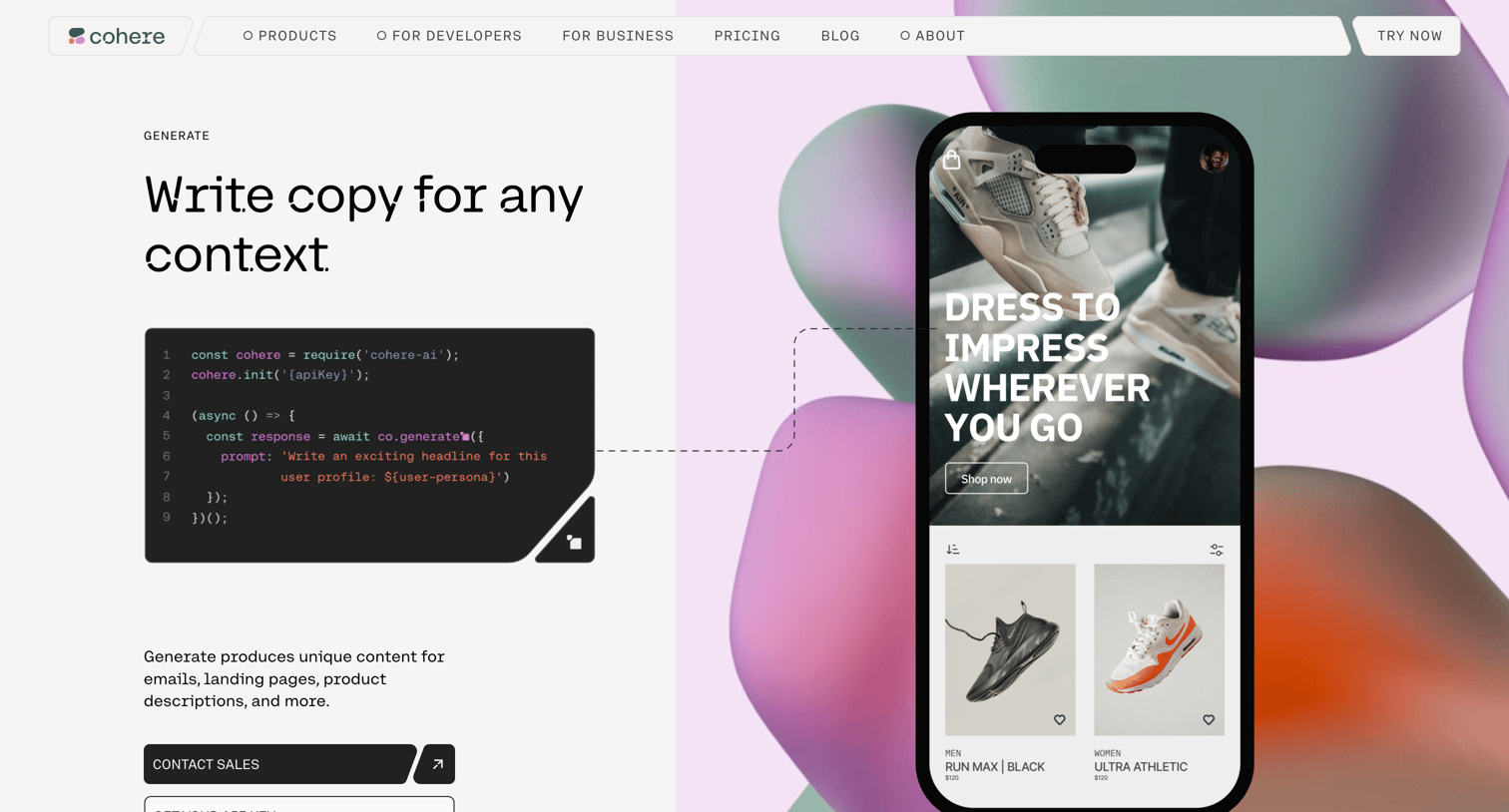 Cohere - Generate - AI-Powered Text Generation with LLMs | Cohere screen
