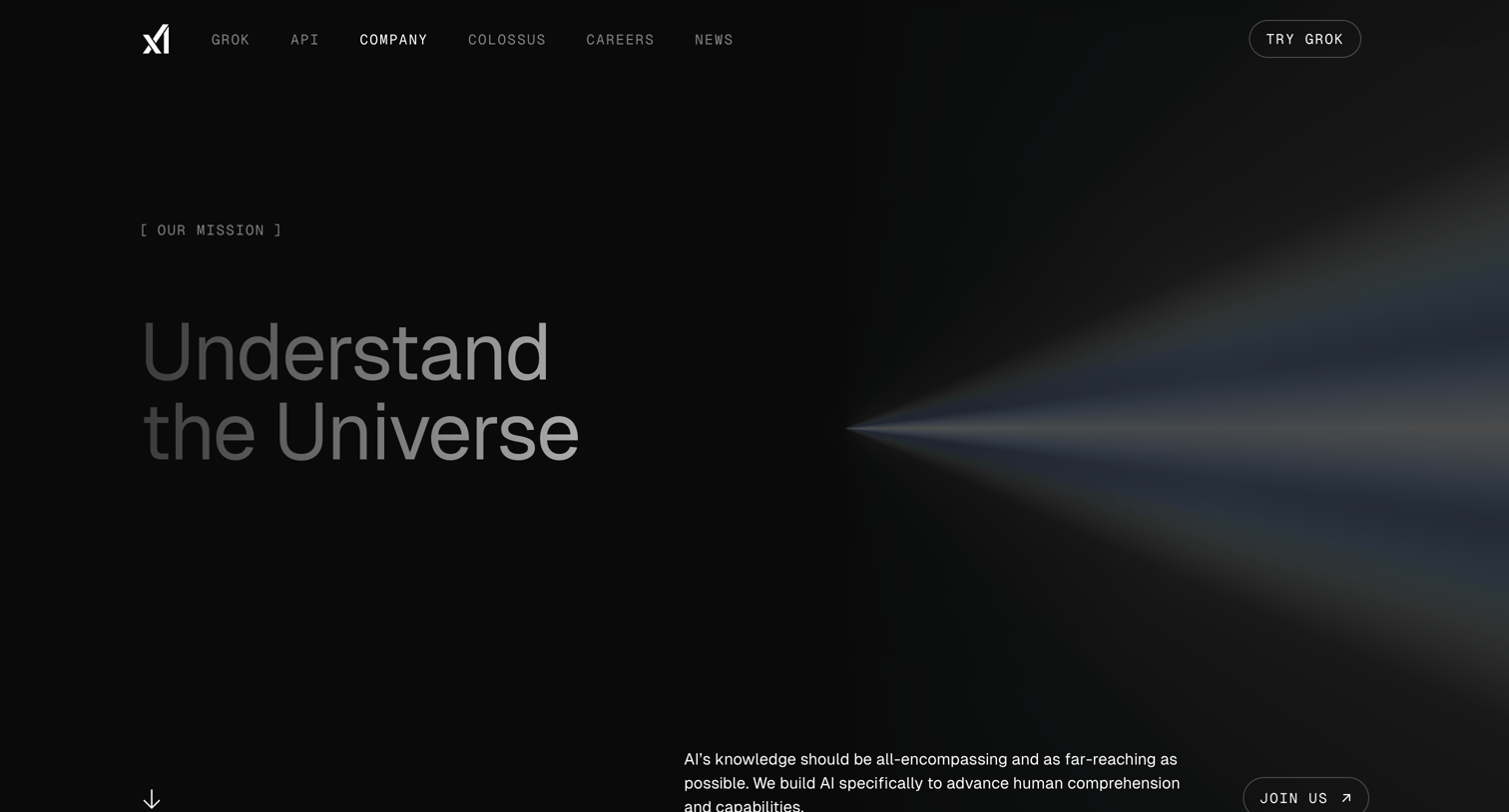 Grok - Company | xAI screen