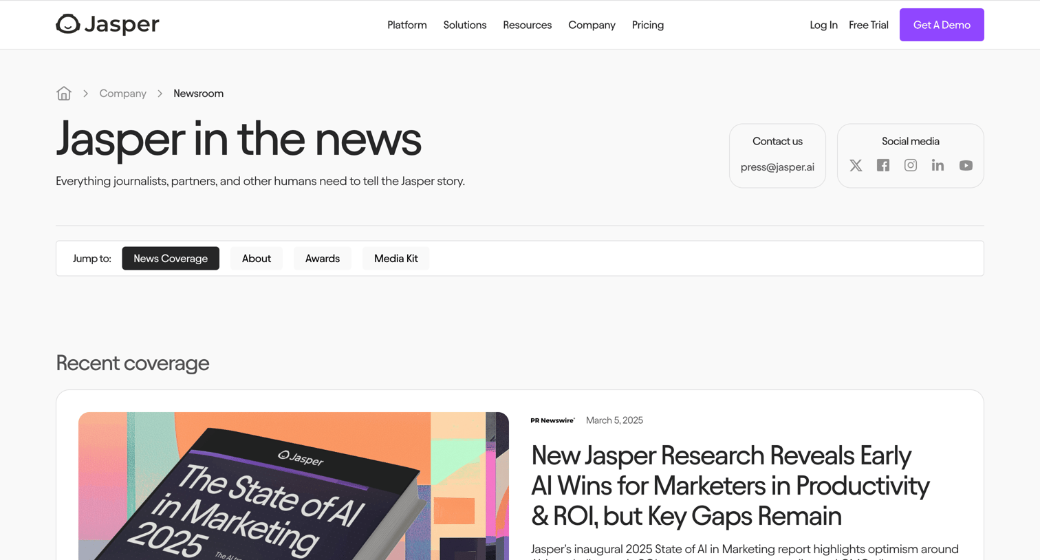 Jasper - Newsroom - Press | News about Jasper screen