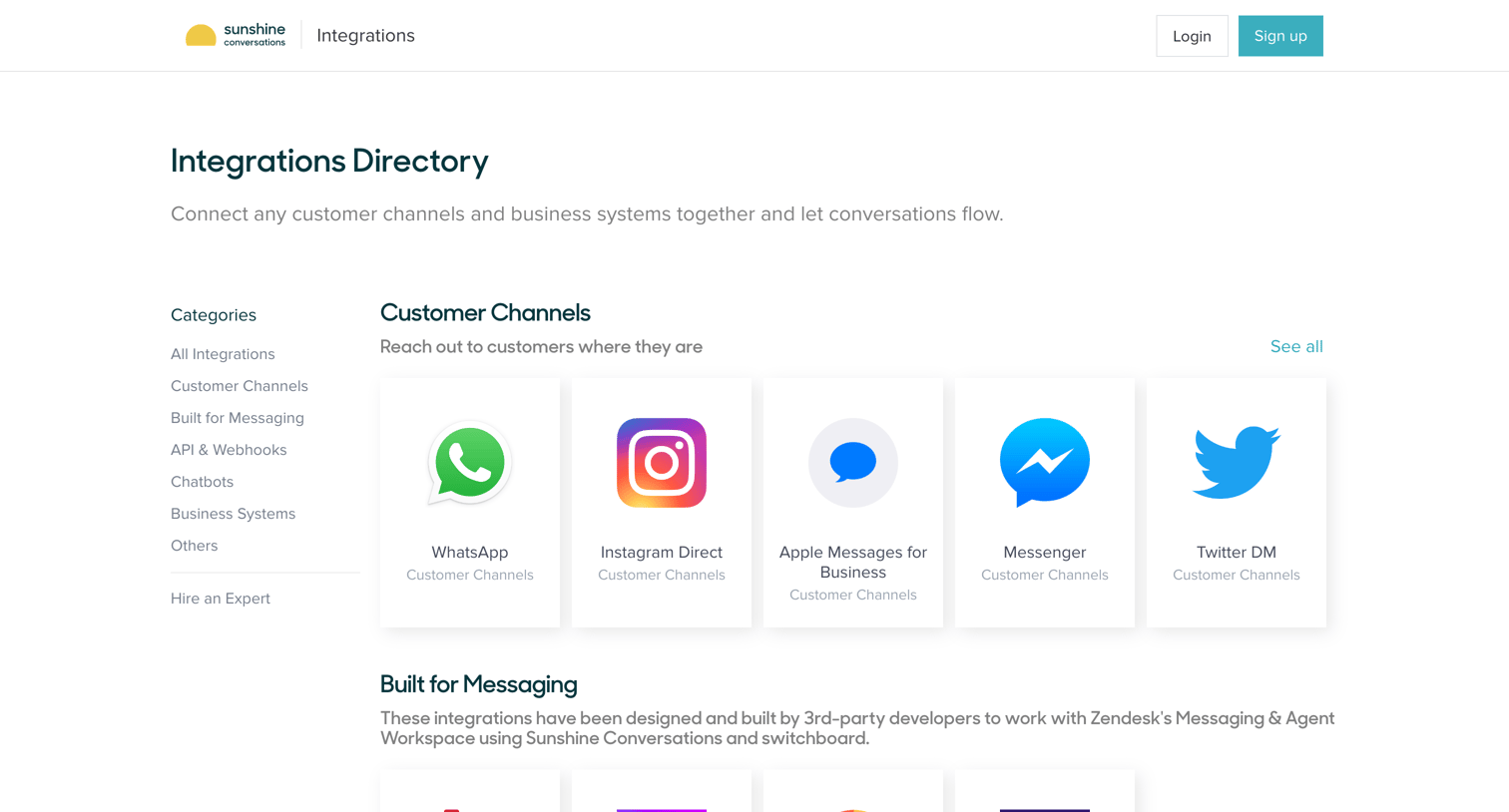 Zendesk - Integrations - Sunshine Conversations screen