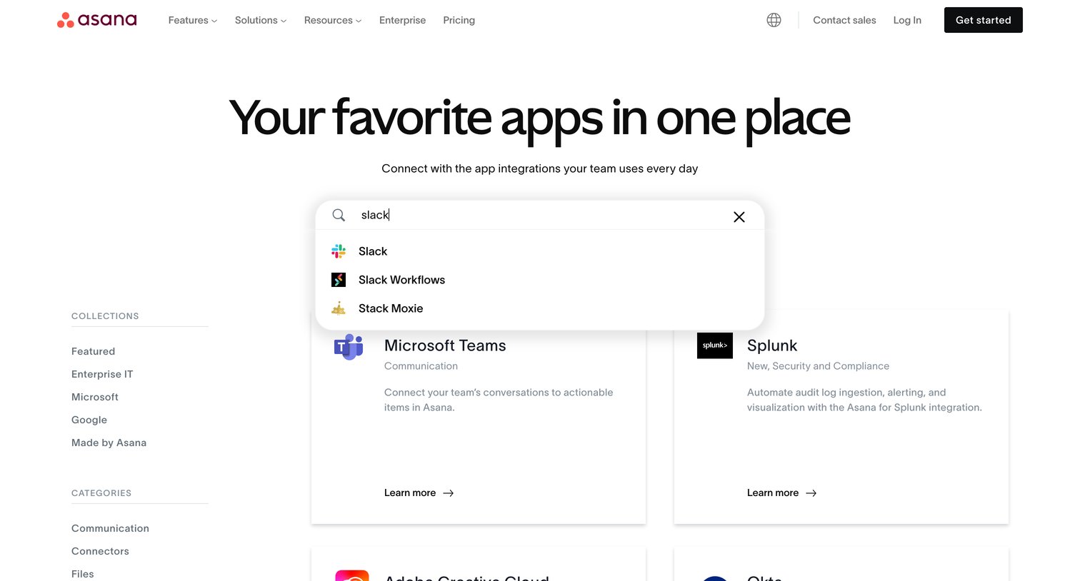 Asana - Asana Apps and Integrations • Asana screen
