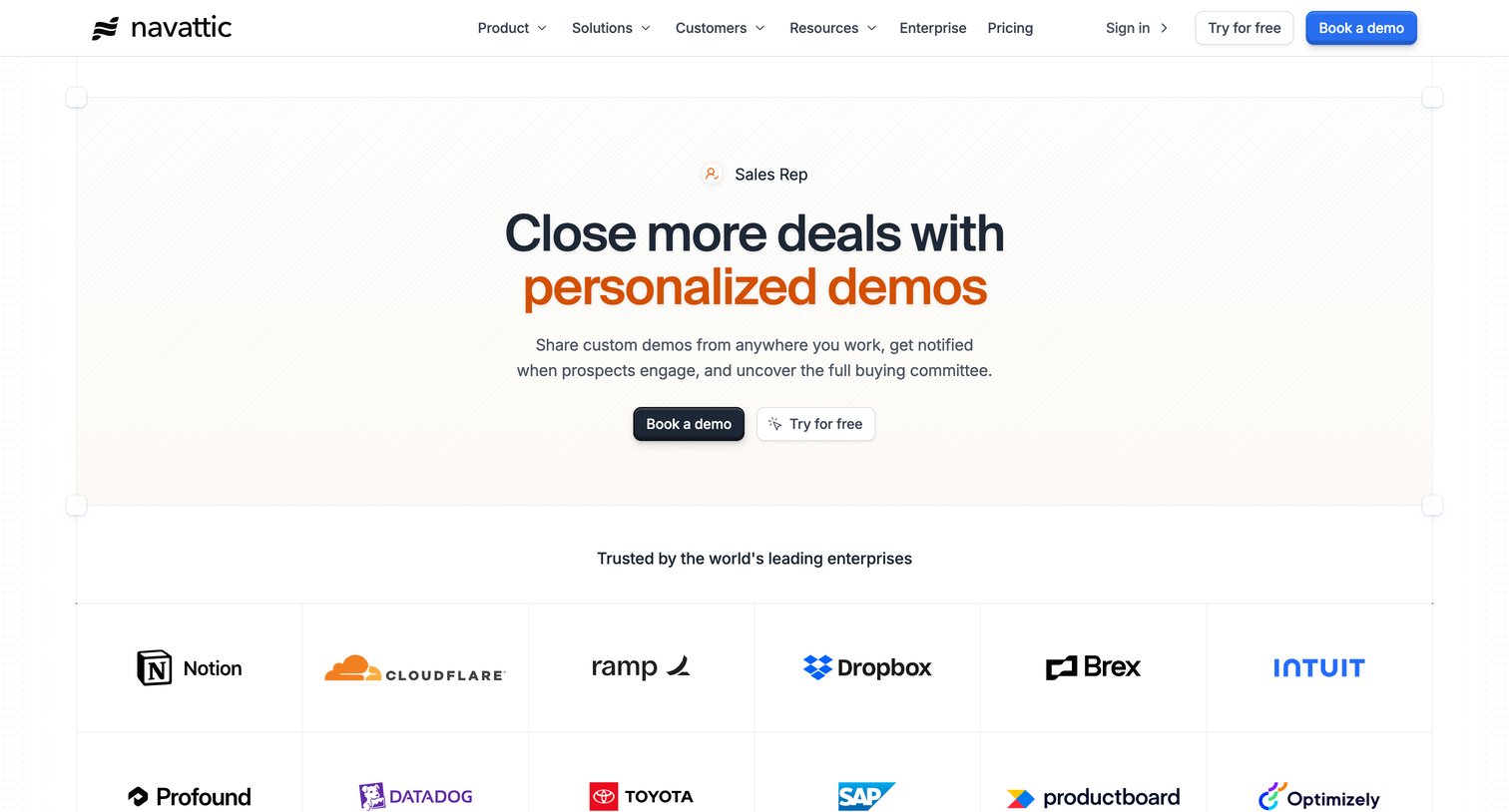 Navattic - Interactive Demos for Sales Reps screen