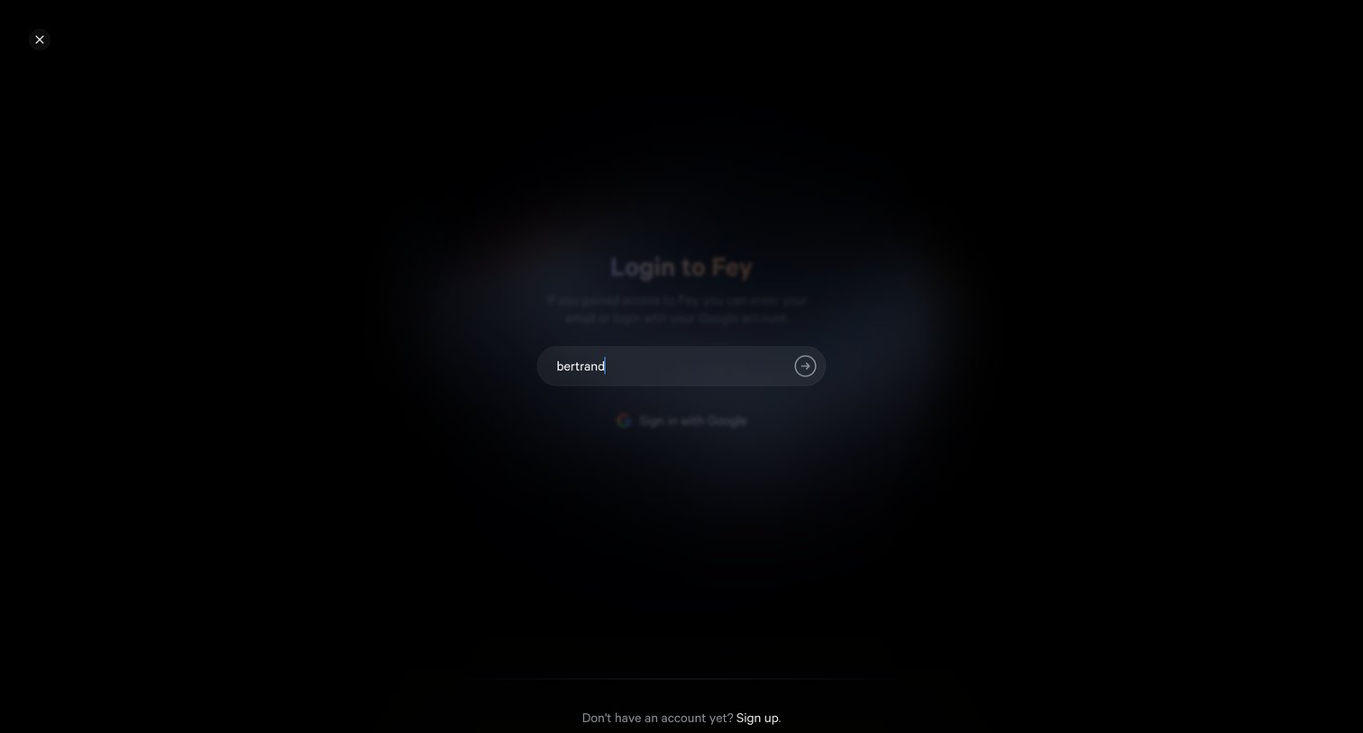 Fey - Login screen