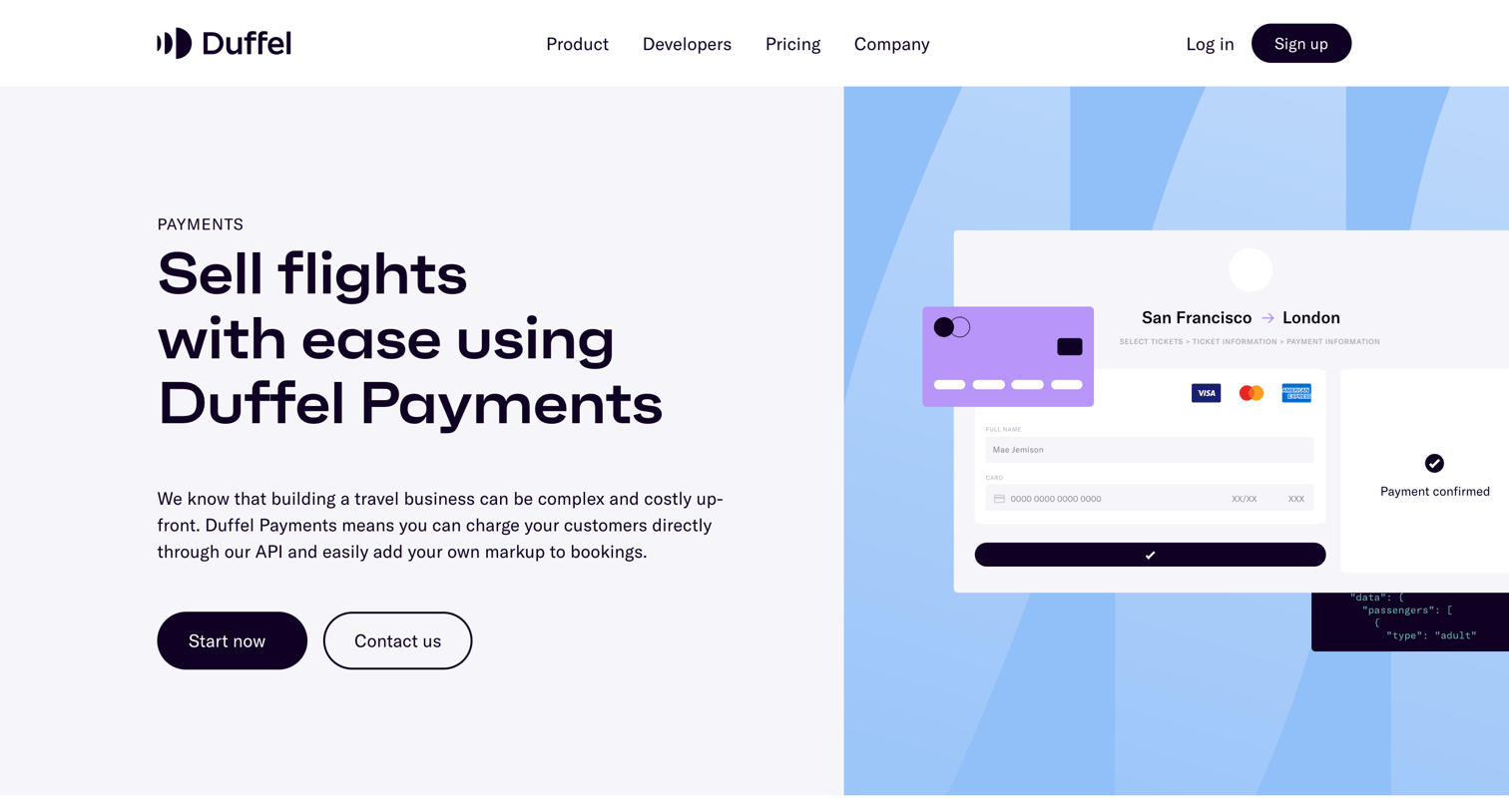 Duffel - Payments – Duffel screen