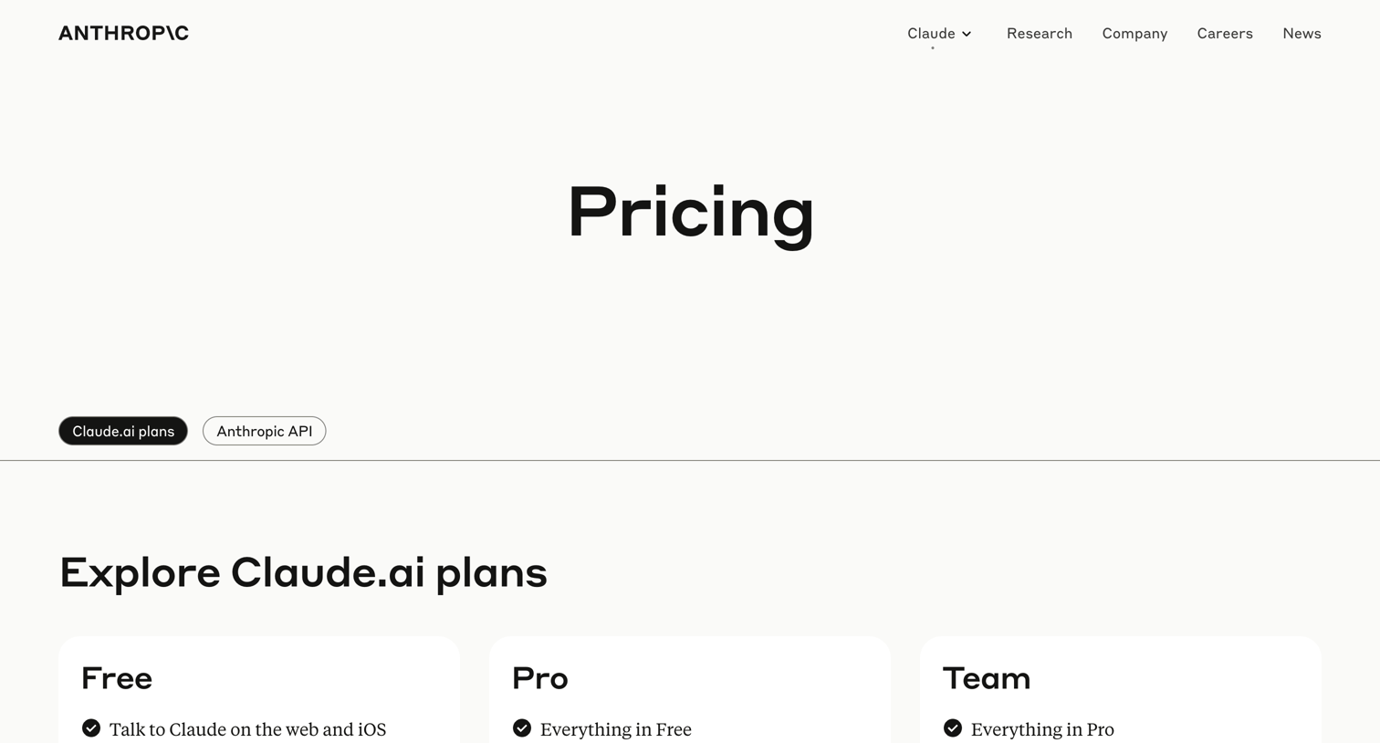 Claude - Pricing | Anthropic screen