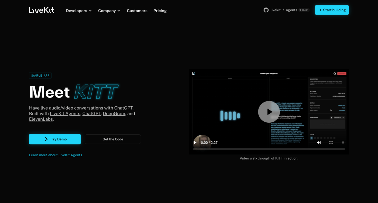 Livekit - Meet KITT  LiveKit screen