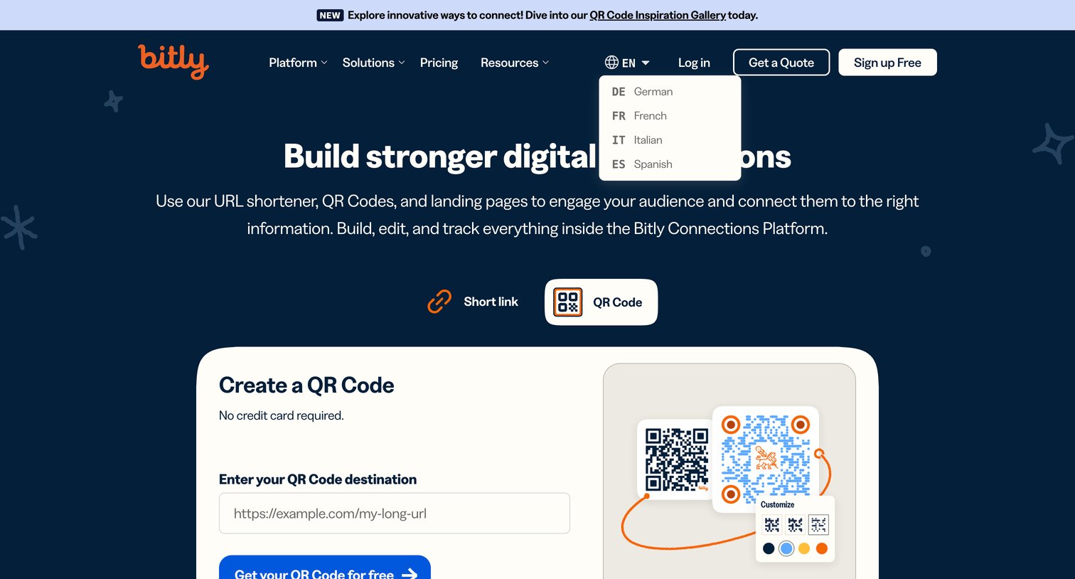 Bitly - Bitly Connections Platform | Short URLs, QR Codes, and More screen