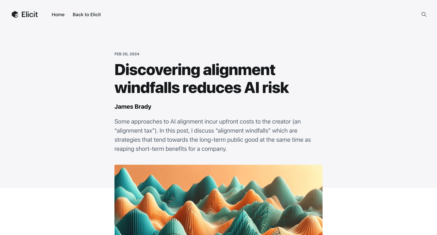 Elicit - Discovering alignment windfalls reduces AI risk screen