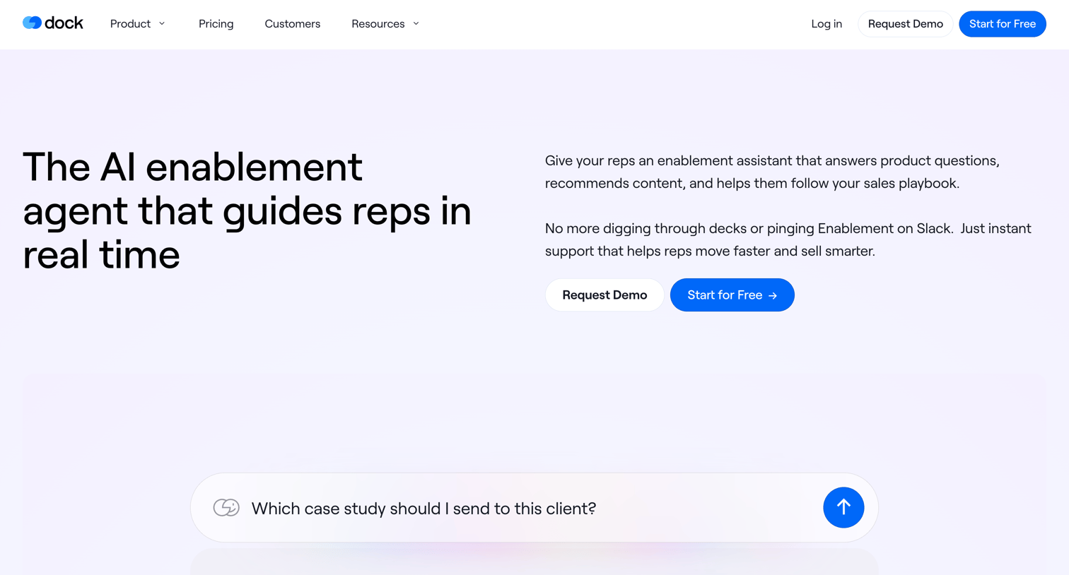 Dock - Dock AI Enablement Agent | The AI co-pilot for revenue teams screen