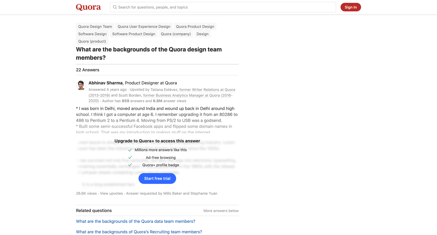 Quora - What are the backgrounds of the Quora design team members - Quora screen