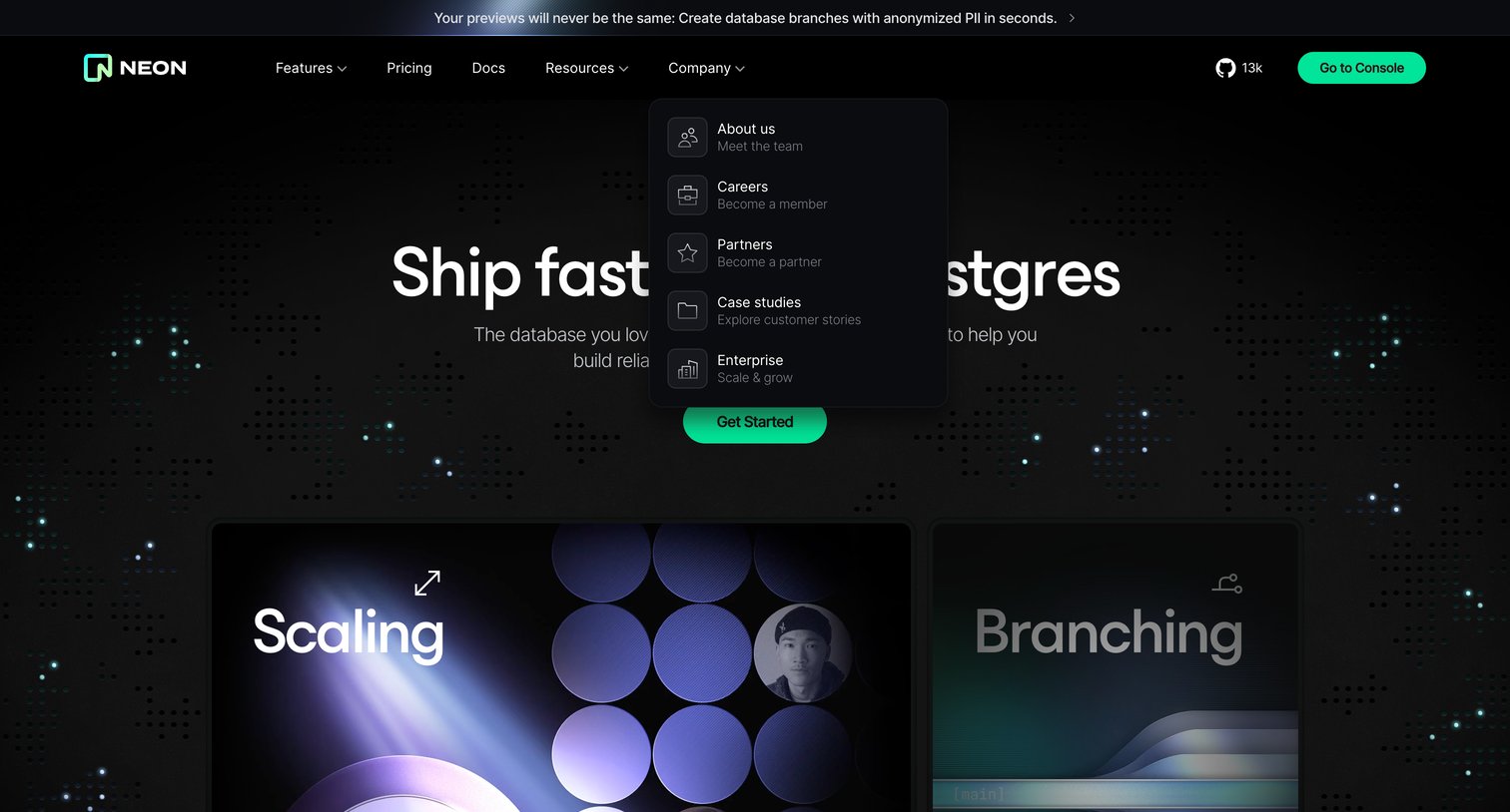 Neon - Neon Serverless Postgres — Ship faster screen