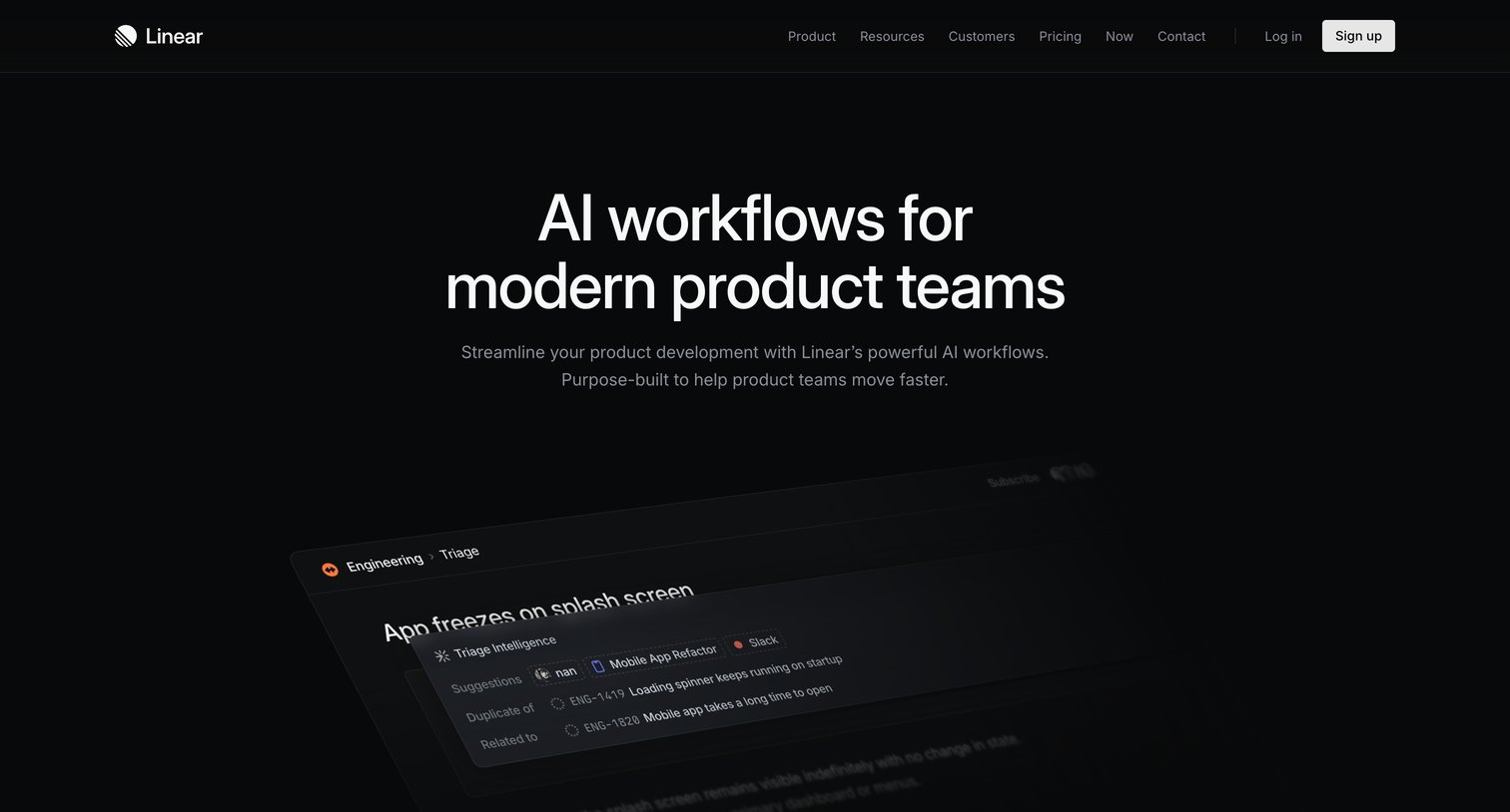 Linear - AI workflows for product teams – Linear screen