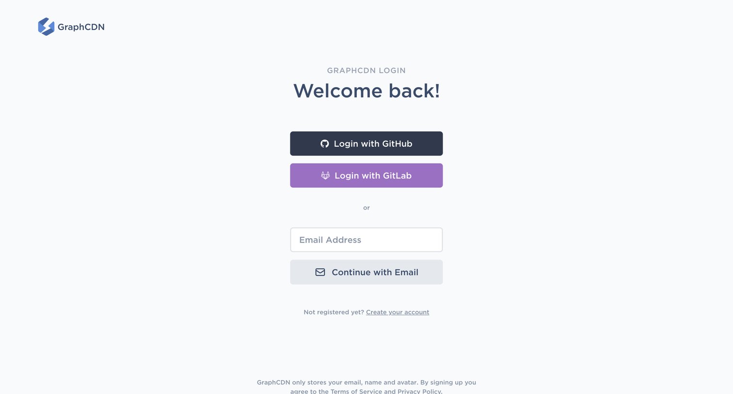 GraphCDN - Login – GraphCDN screen