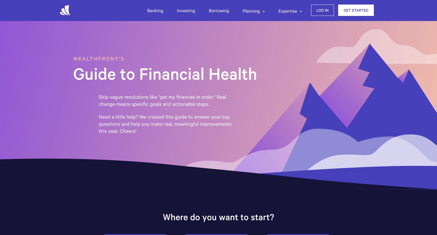Wealthfront - Wealthfront’s Guide to Financial Health screen