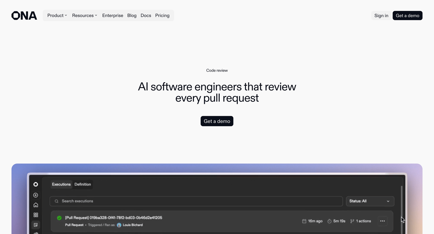 Ona - Code review  Ona - AI software engineers screen