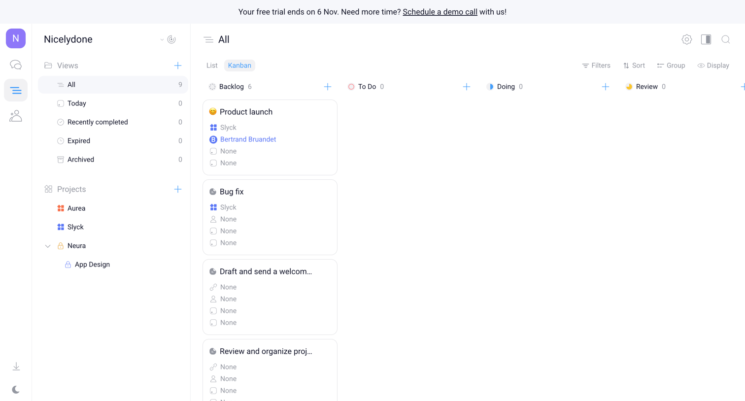 Orchestra - Nicelydone - Tasks screen