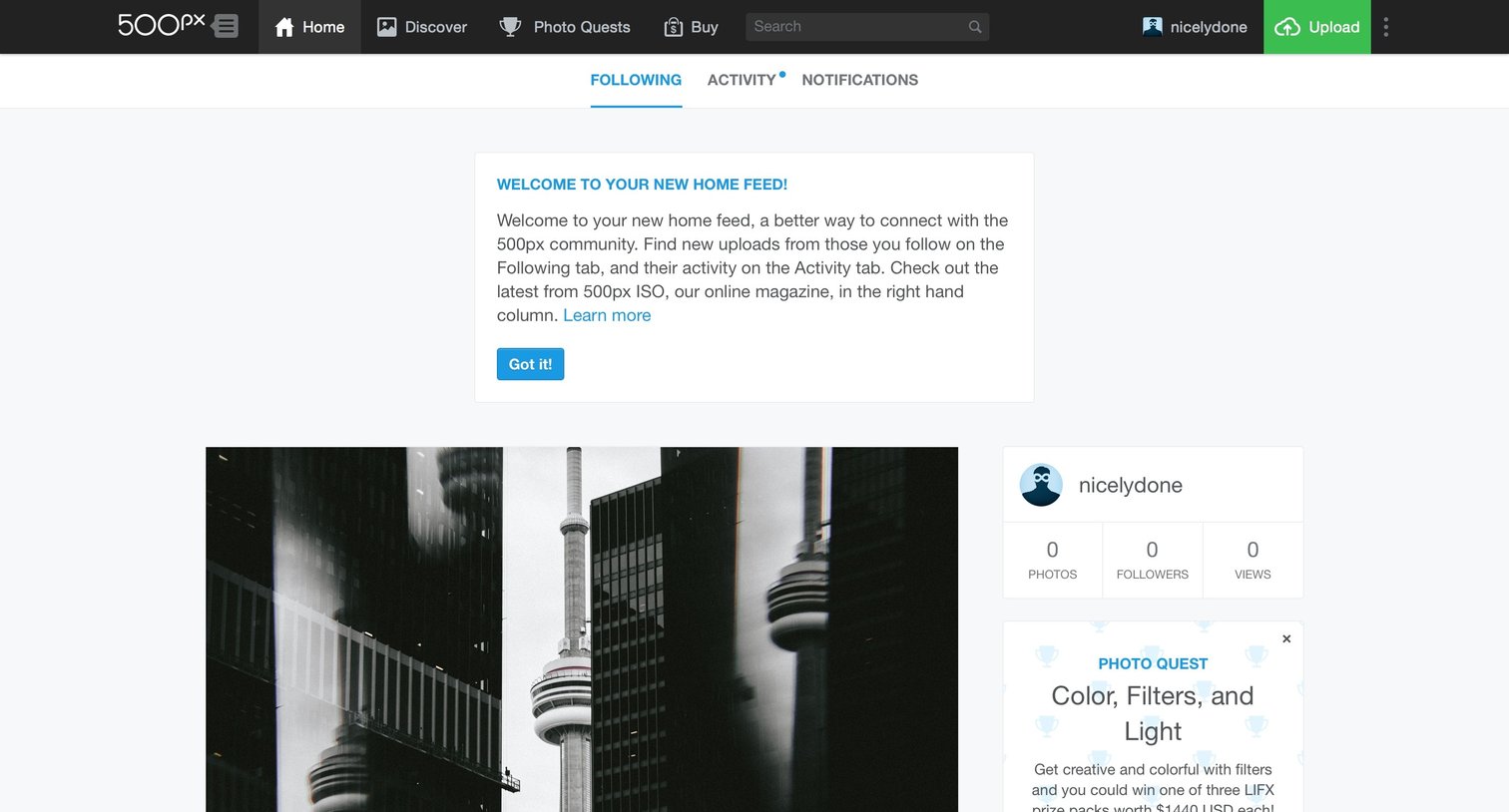 500px - Home screen