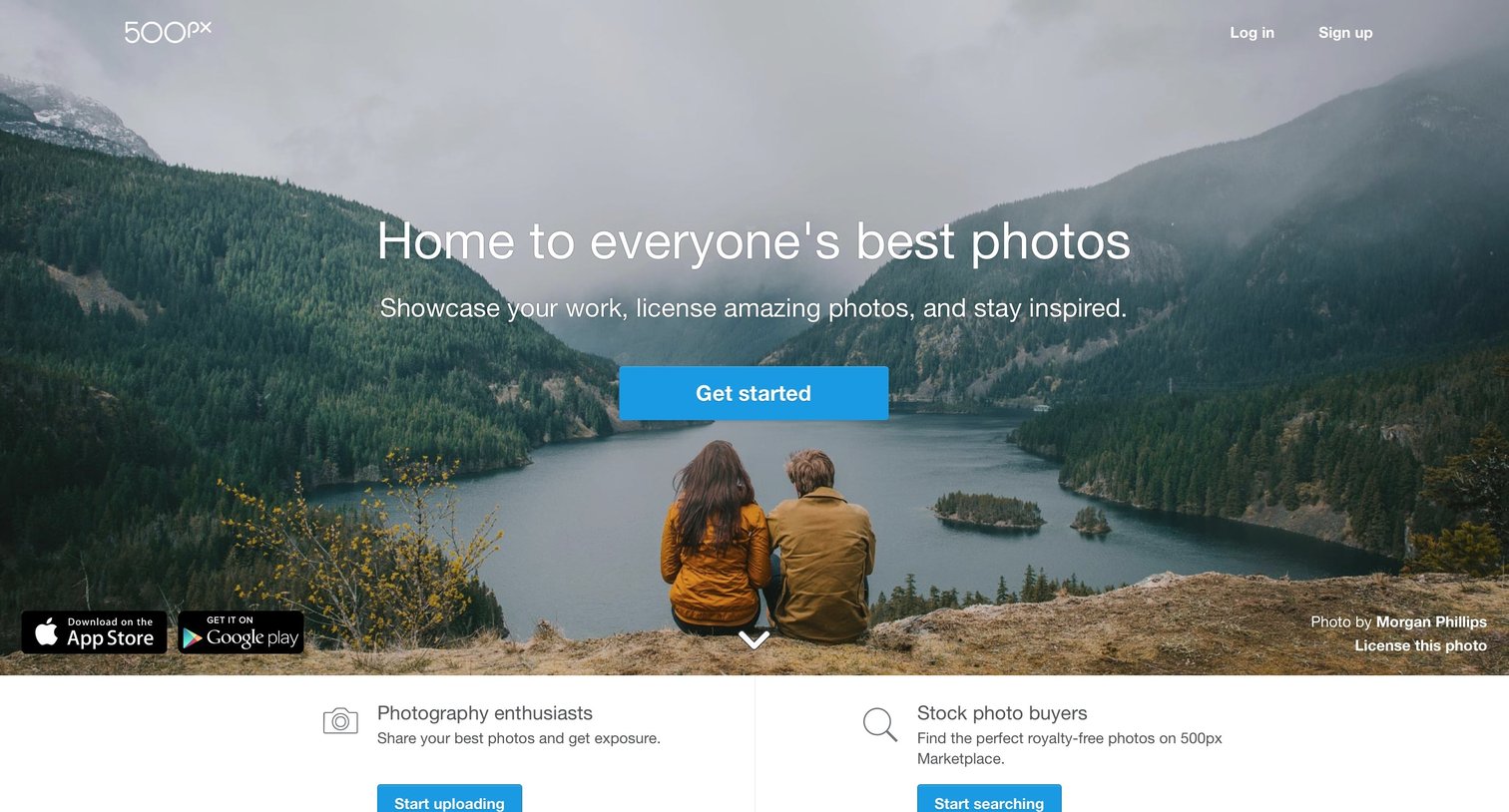 500px - Landing page screen