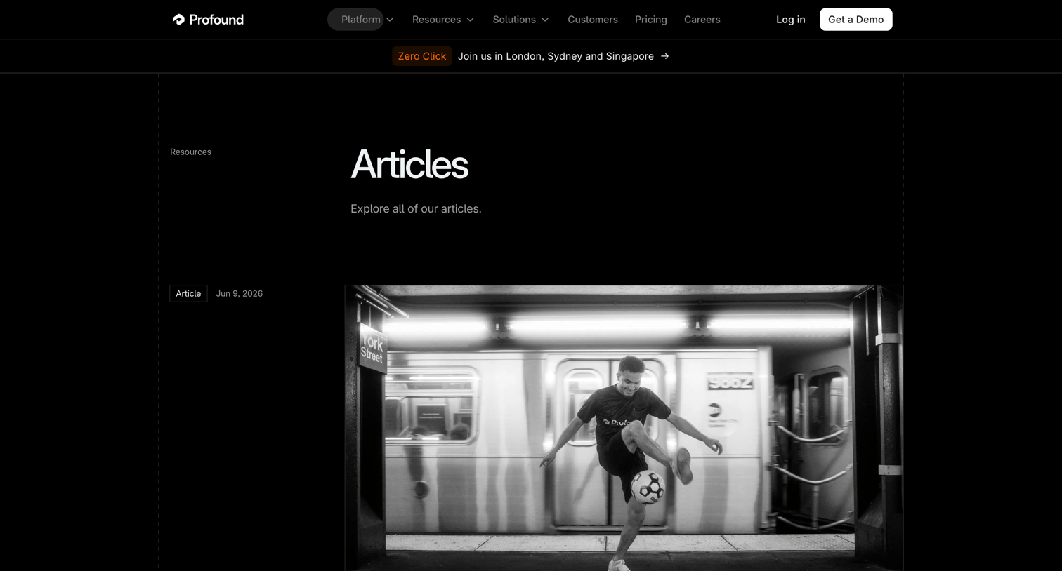 Tryprofound - Articles | Resource Center screen